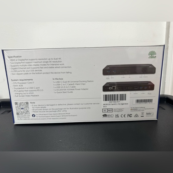 WAVLINK WL-UG69PD2 USB-C Dual 4K Universal Docking Station w/65W Power Delivery - Picture 9 of 11